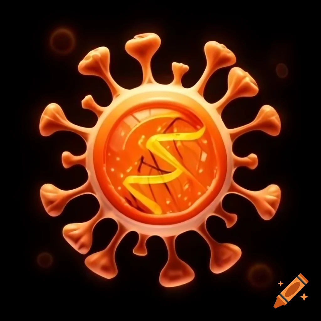 DNA virus logo featuring orange colors and various spikes