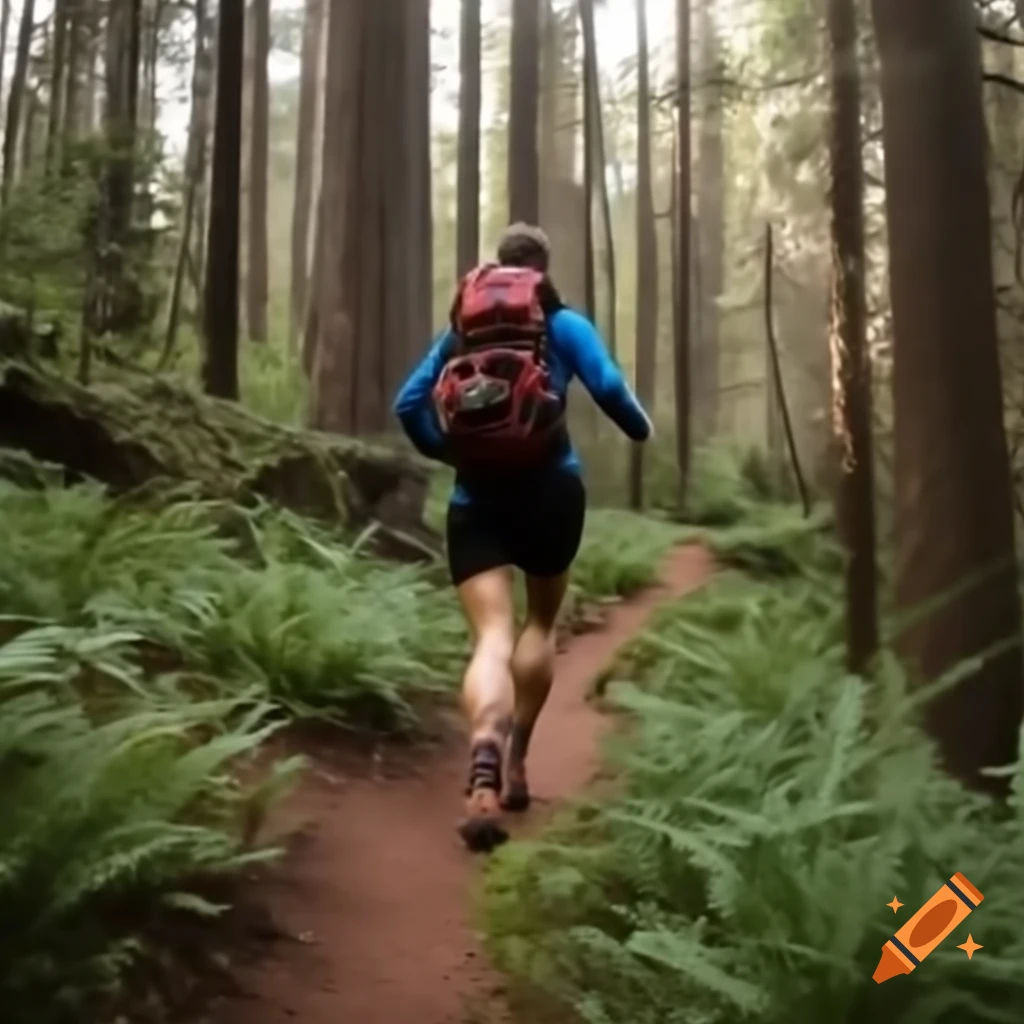 Trail runner navigating through a scenic outdoor path