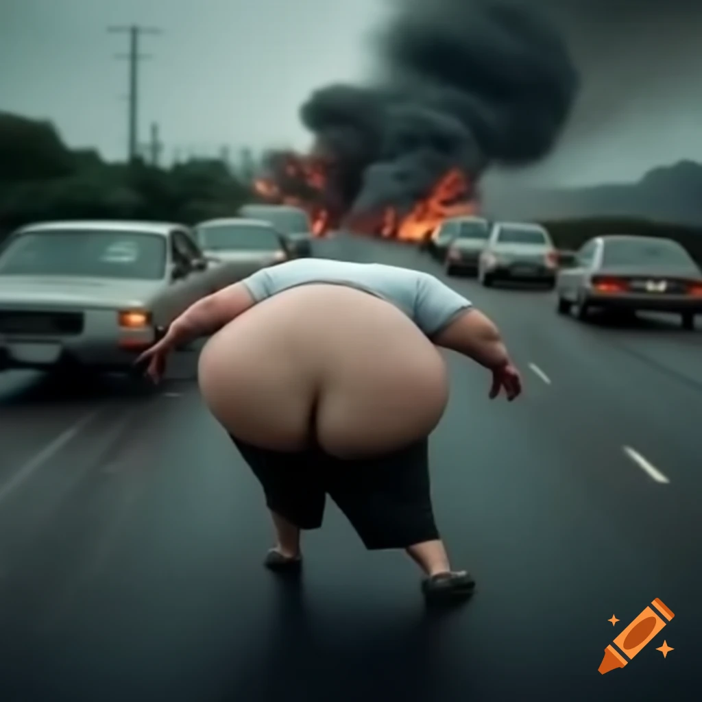Obese man causing traffic disruption