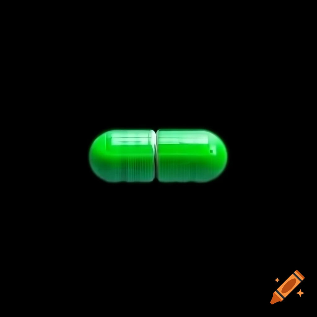 Green pill on black background