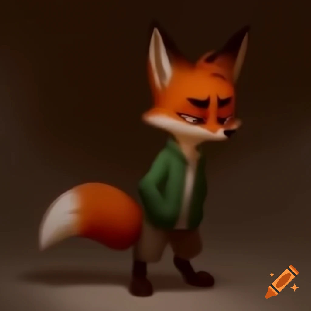 Sad anthropomorphic furry fox expressing depression