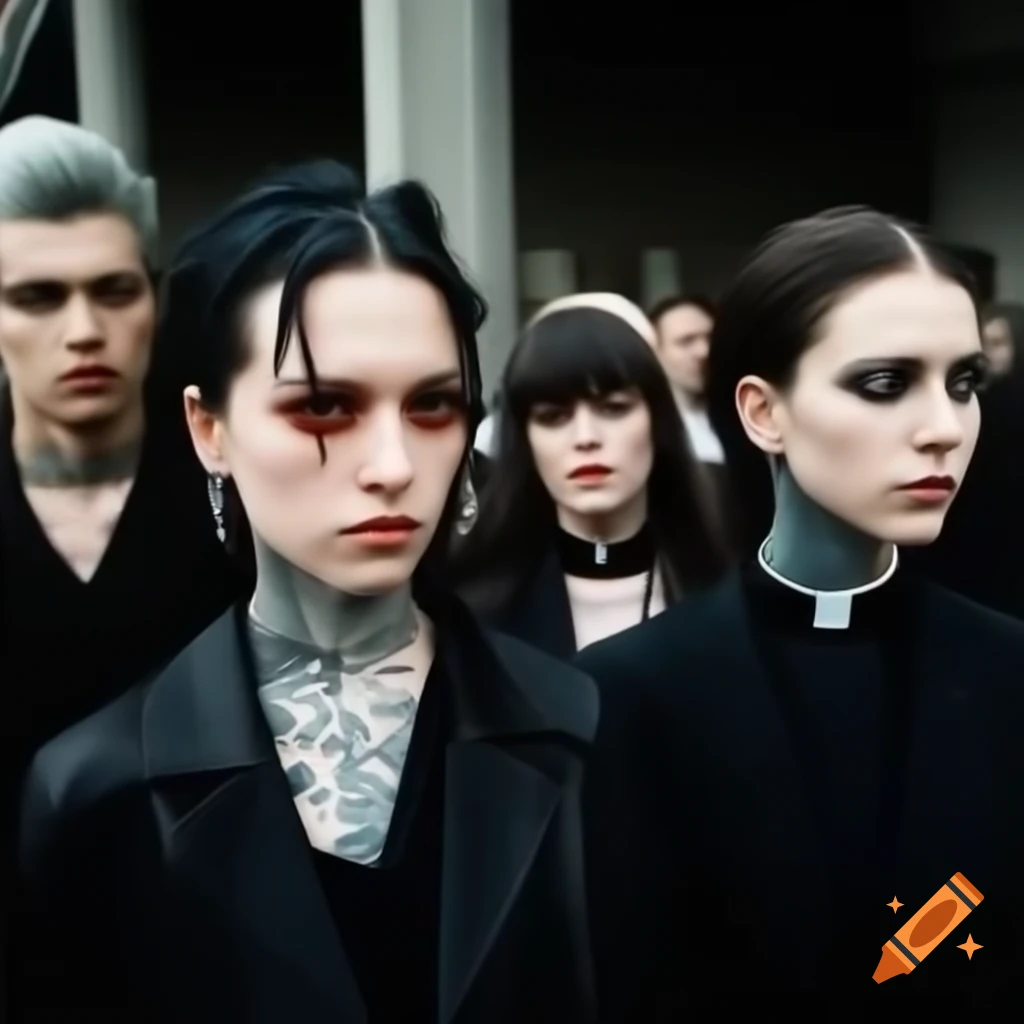 Priests and tattooed girls collaborating to build a dam