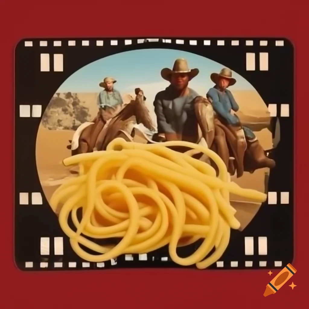 Vintage spaghetti western poster for the film 'Pasta Loving Cowboys'