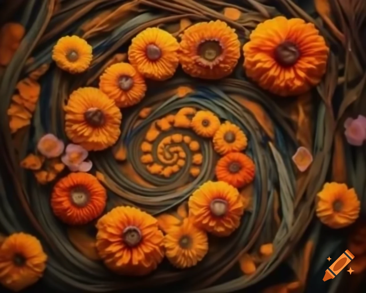 Visual representation of Fibonacci spirals and mathematical patterns