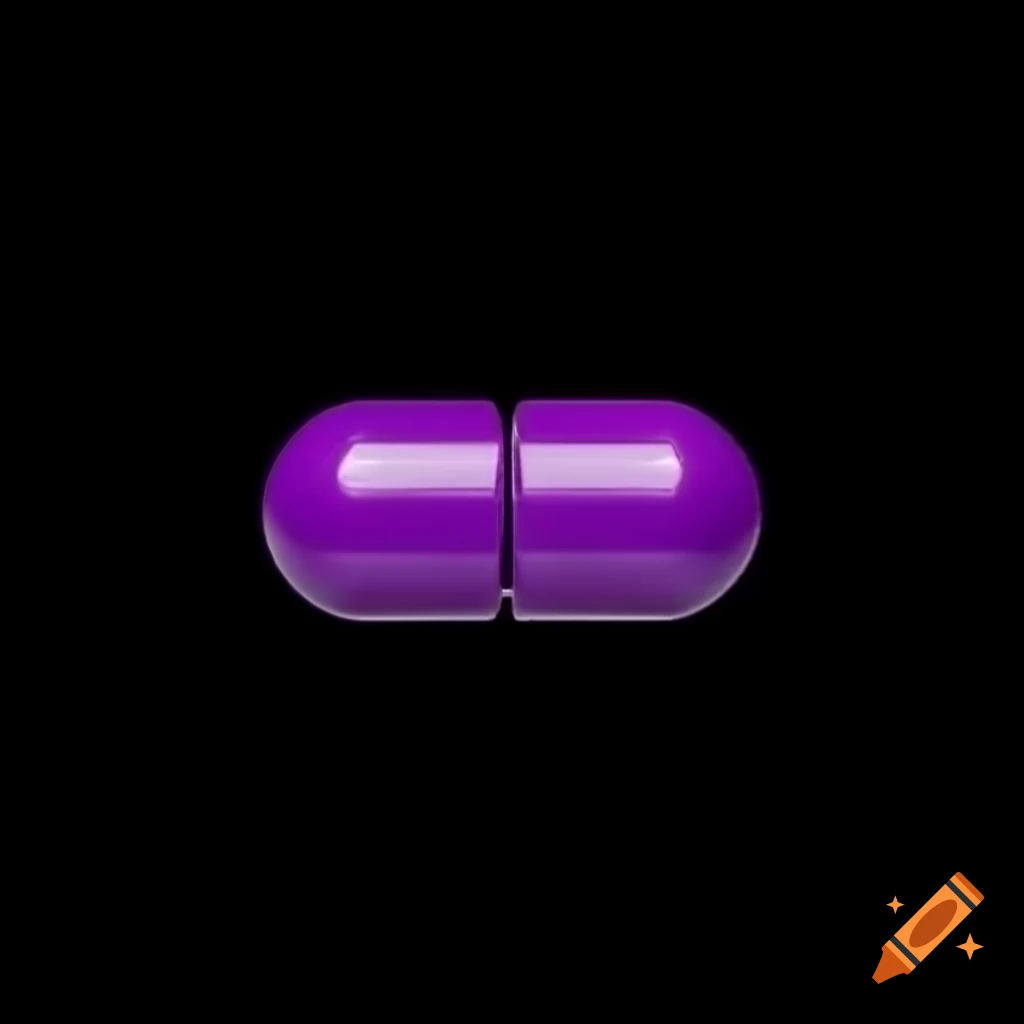 Centric purple pill against black background