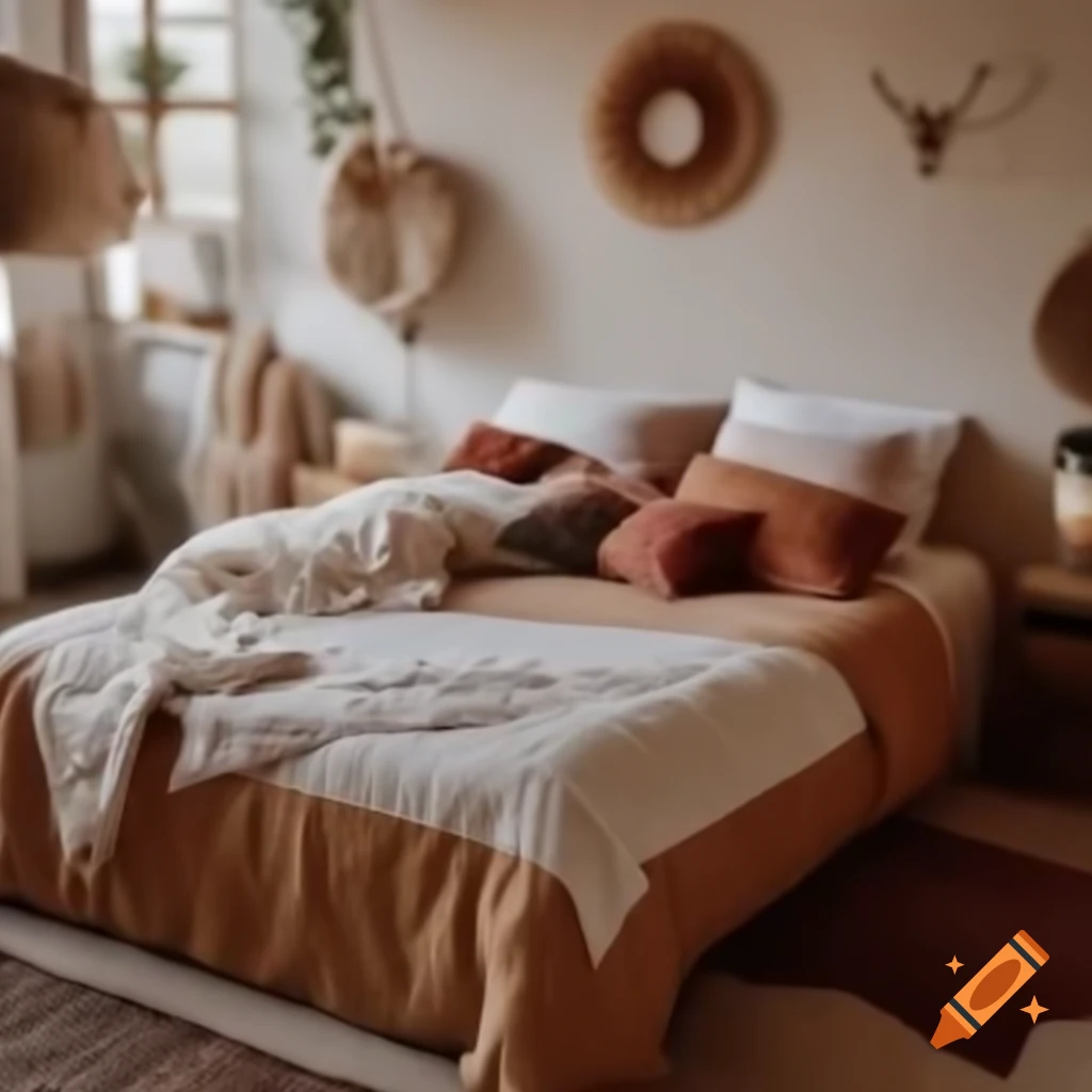 Boho chic moodboard for master bedroom design