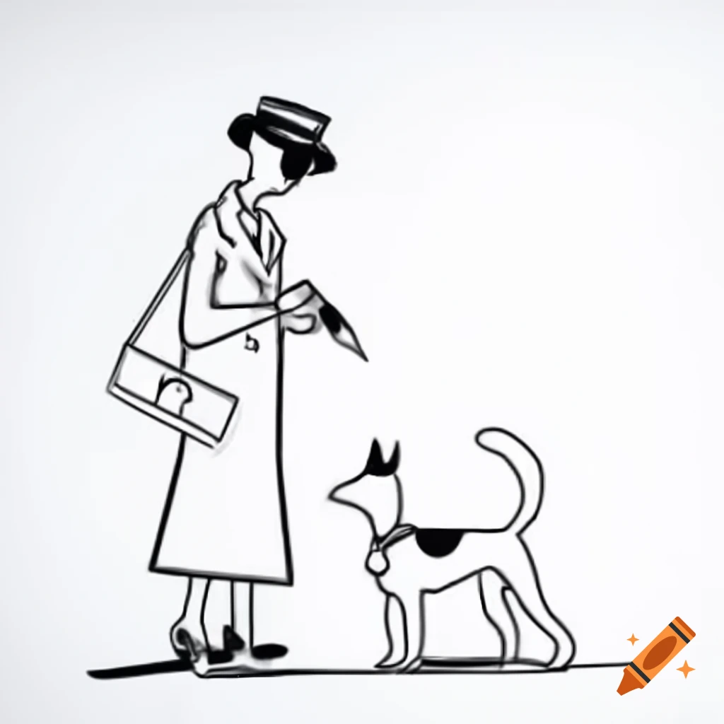 Elegant Black Marker Sketch Of A Veterinarian Theme In High fashion elegant-black-marker-sketch-of-a-veterinarian-theme-in-high-fashion