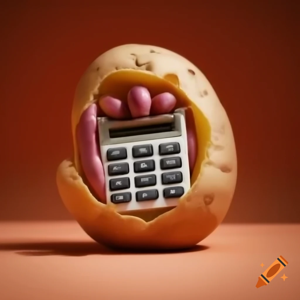 Calculator placed inside a potato