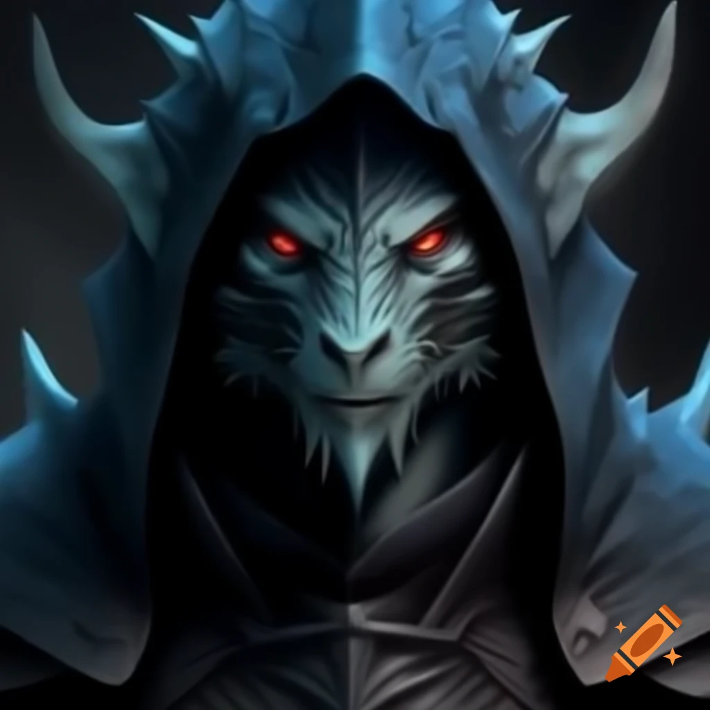 Dark blue dragonborn rogue character for Dungeons and Dragons