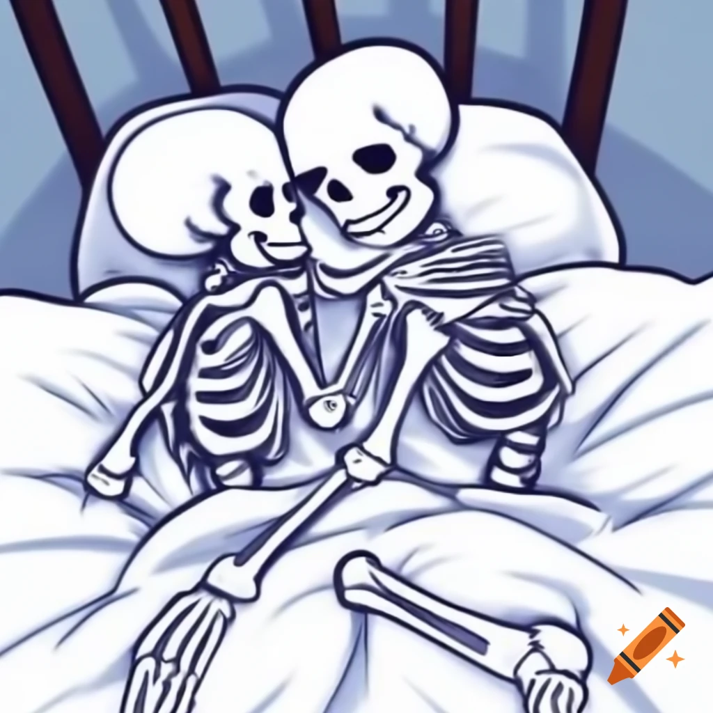 two-skeletons-cuddling-in-a-bed-creative-illustration-on-craiyon