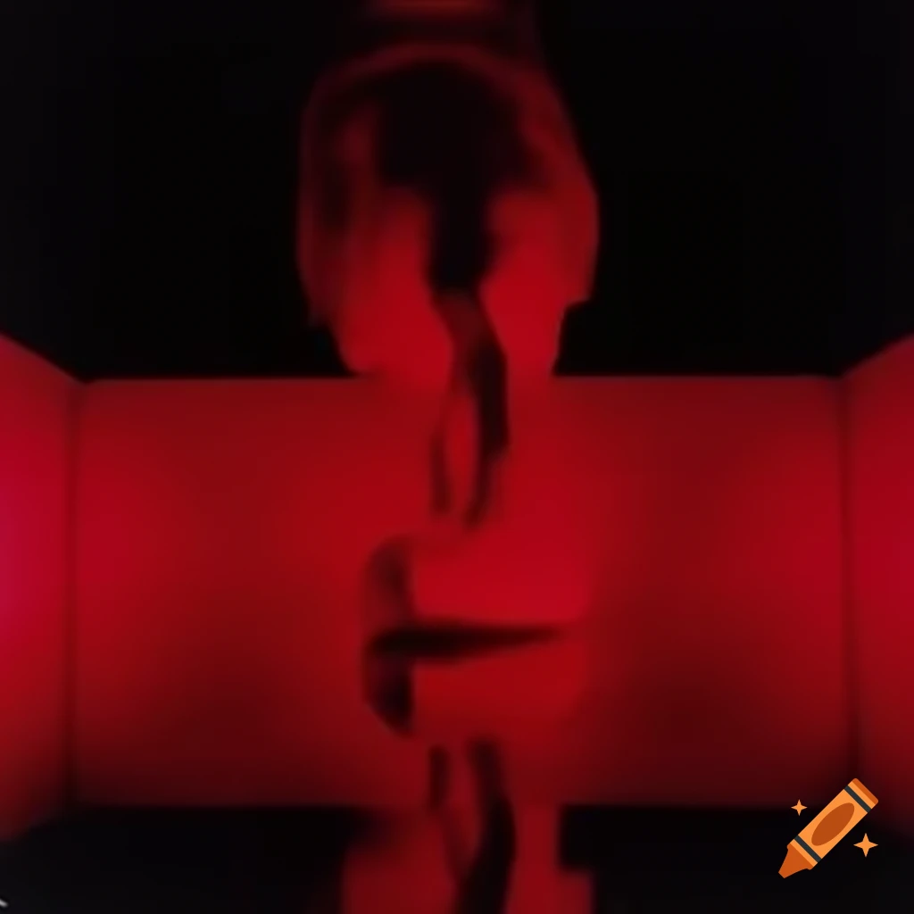 Pop surreal photography featuring red glass statue