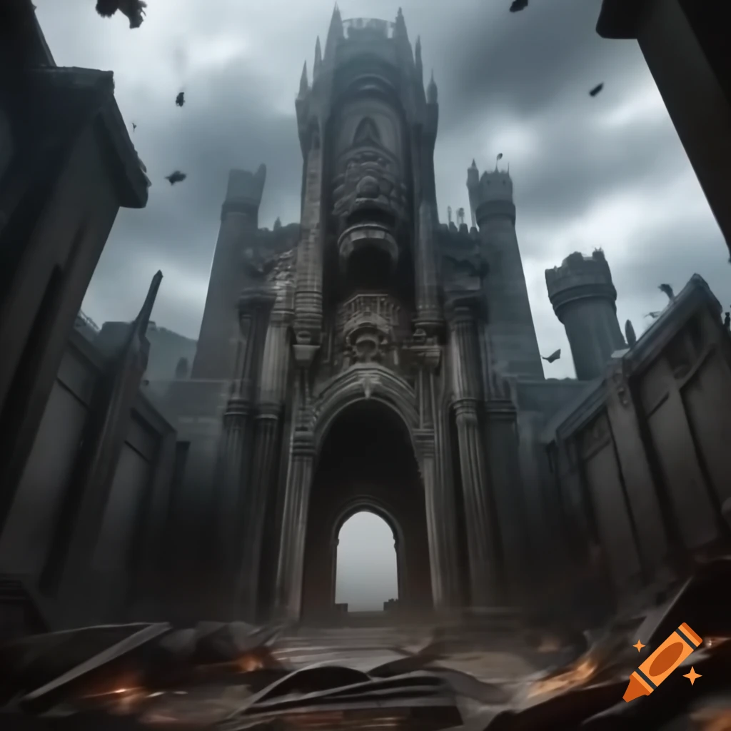Weathered stone fortress reminiscent of a grand castle from ancient times