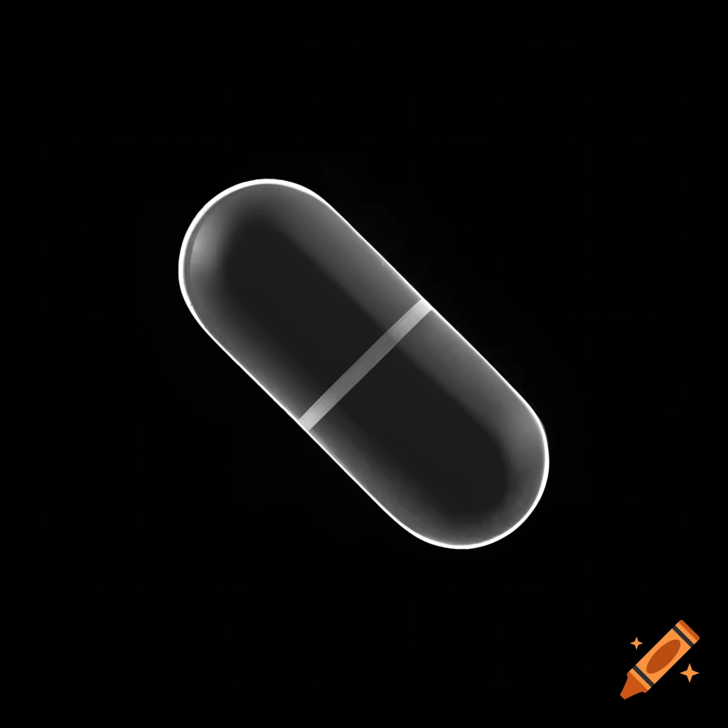 Black pill surrounded by a black background