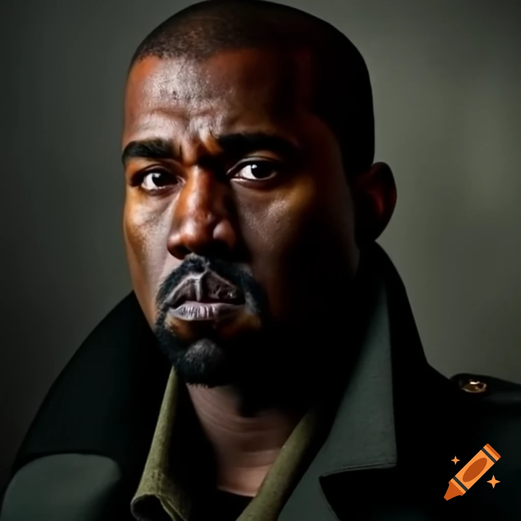 Kanye West depicted in a realistic style