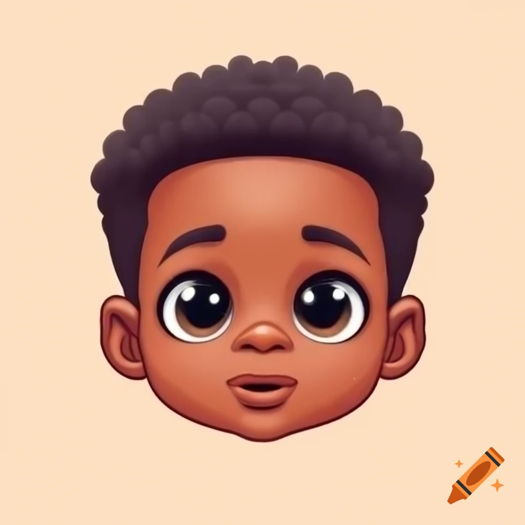 Illustration of an adorable African American baby boy with Afro hair