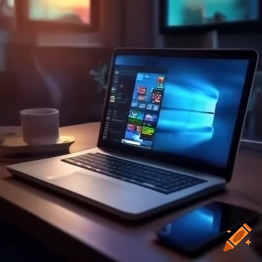 Remote work setup with a laptop
