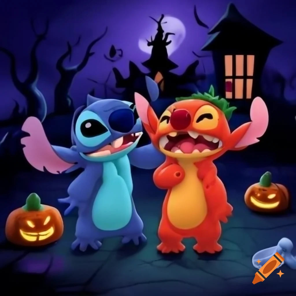 Lilo And Stitch In Halloween Town With Spooky Spirits And Pumpkin King lilo-and-stitch-in-halloween-town-with-spooky-spirits-and-pumpkin-king