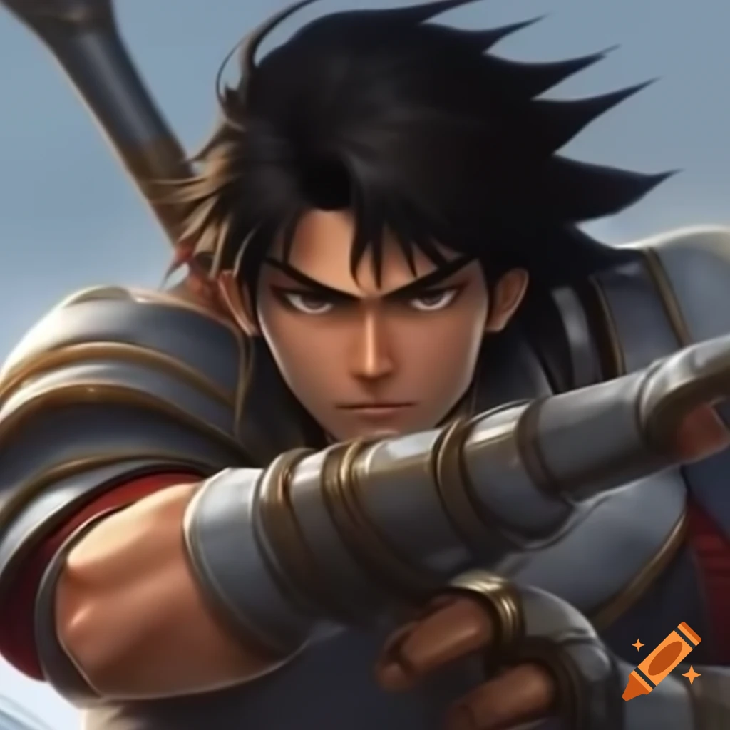 Fantasy swordsman in anime style ready for battle shonen genre on craiyon