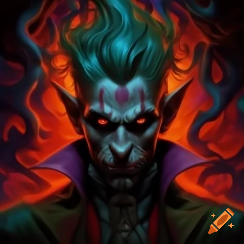 Psychedelic art featuring a vampire character