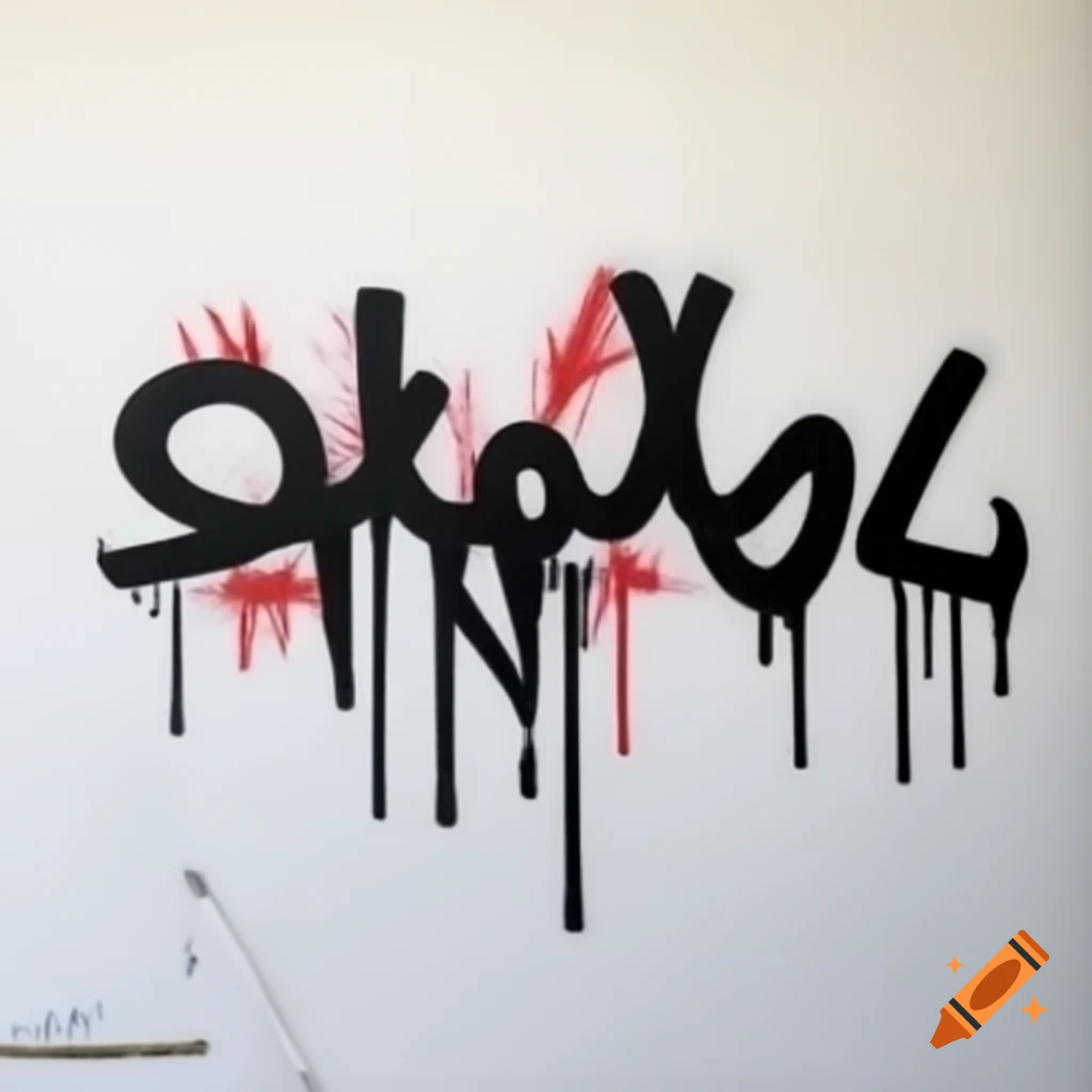 Graffiti art with spray painted words on white background