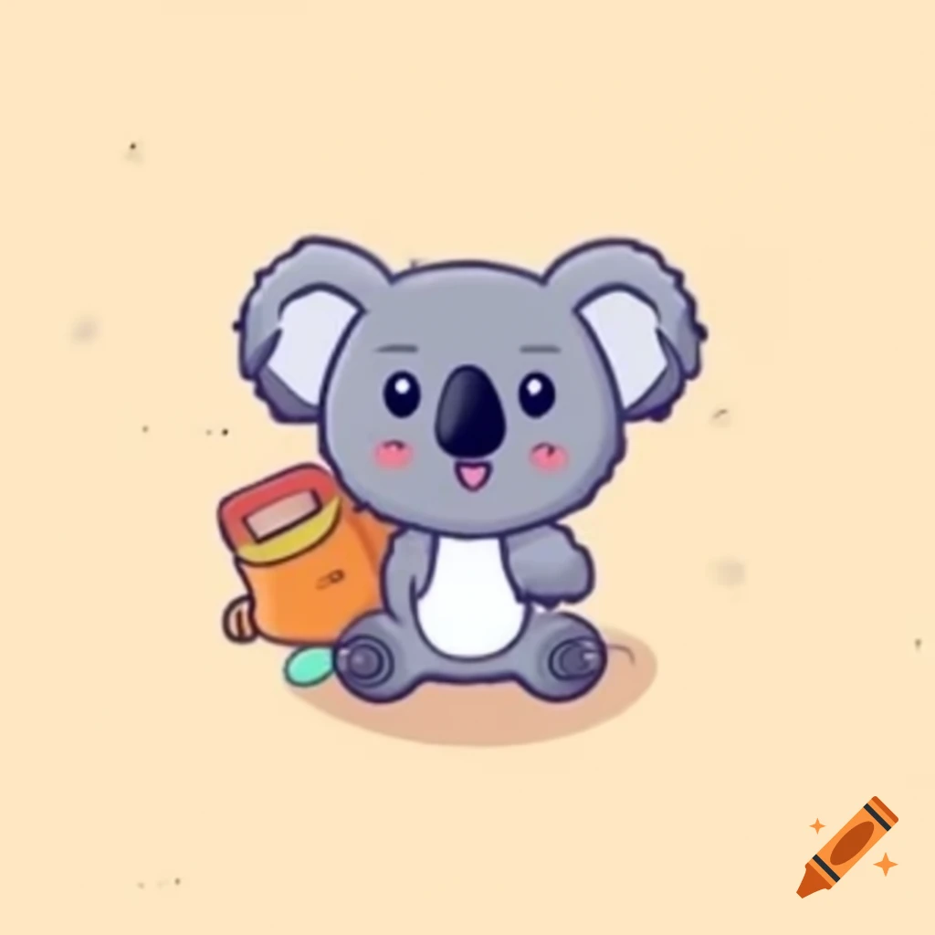 Cute cartoon koala with setting icon