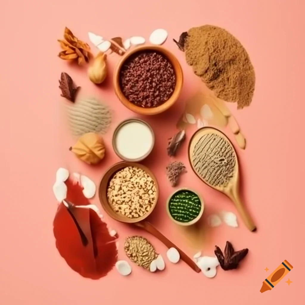 Premium nuts, cereals, and spices arranged for a professional brochure