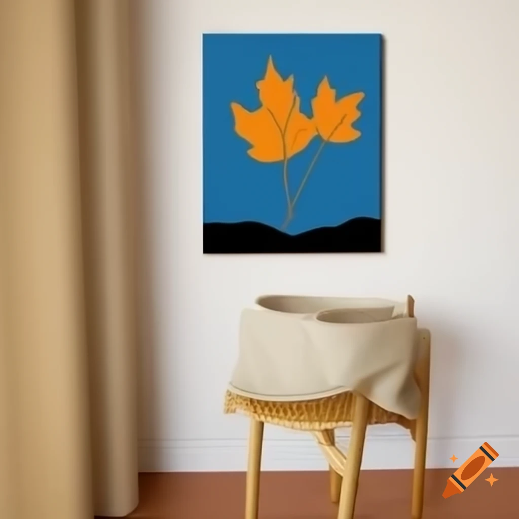 Minimalist fall-themed linocut art
