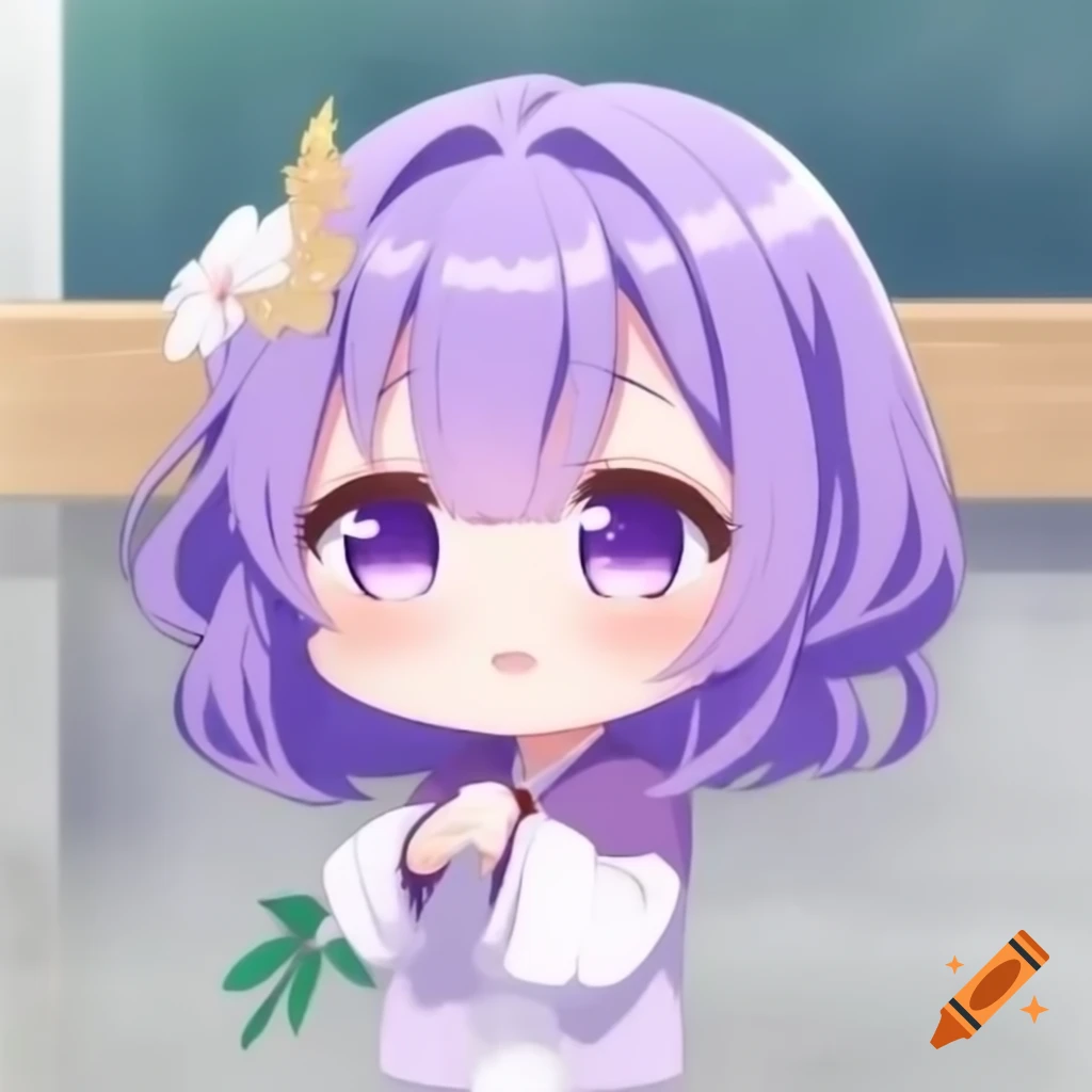 Anime chibi with lavender hair and ventilation theme