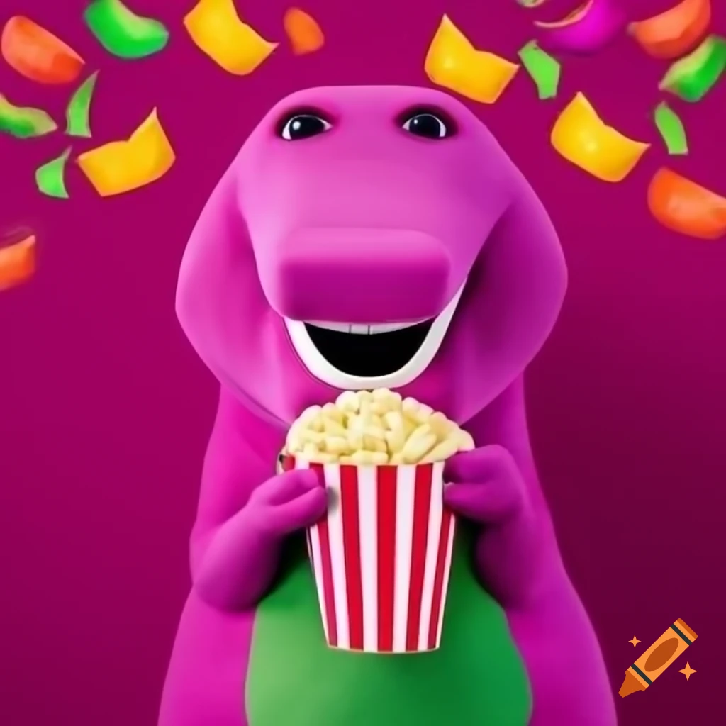 Character eating popcorn