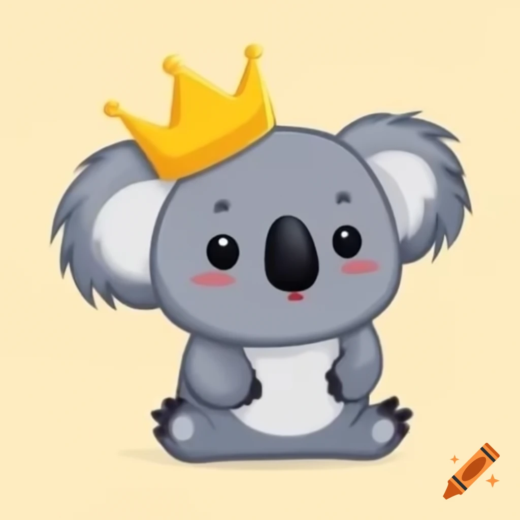 Cute cartoon koala wearing a crown