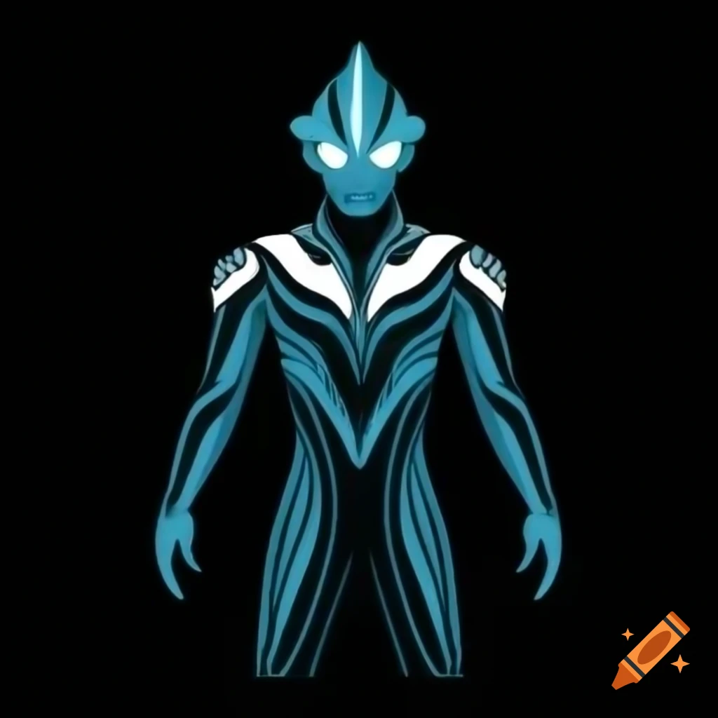 Artistic depiction of Ultraman's skeletal form with half skull