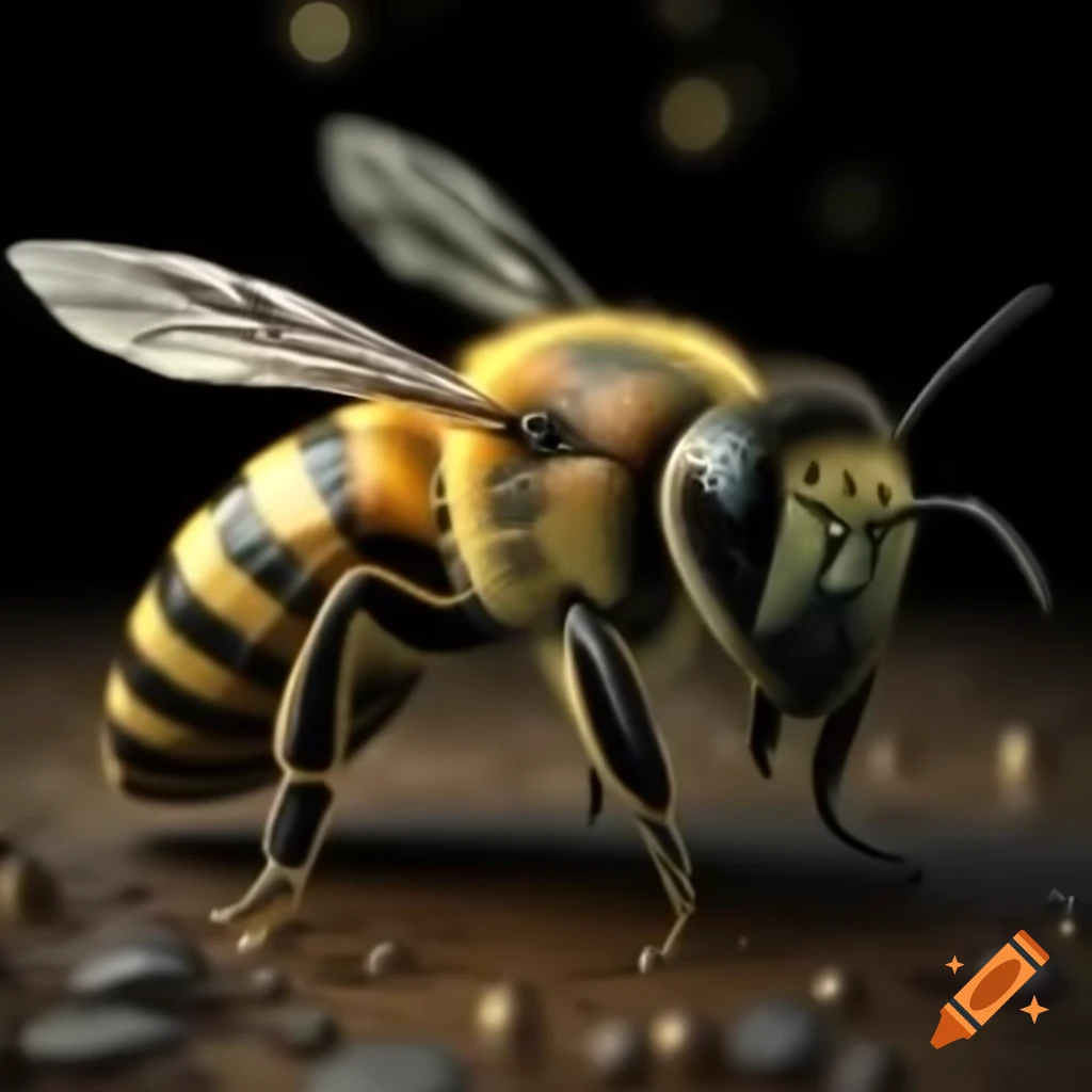 Hyperrealistic 3D jewelry bee rendered in high detail with clean background