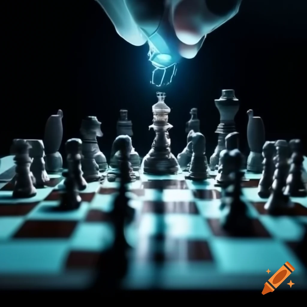 Focused chess player strategizing on a chessboard