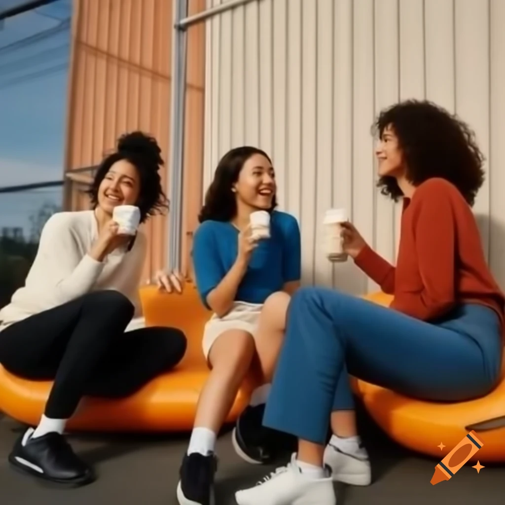 People enjoying coffee in a vibrant poster design