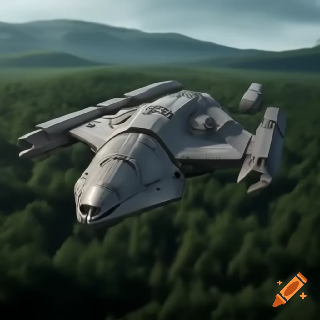 Alien spacecraft landing in dense forest
