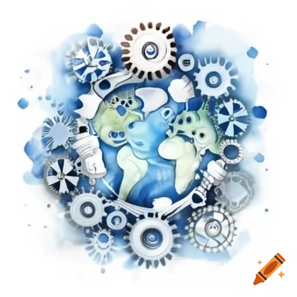 Intricate globe-sized network of intertwining gears symbolizing global interconnectedness