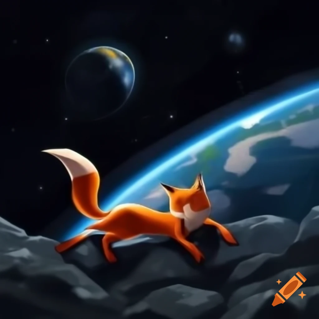 Emotional scene of Pilot Felix, an orange fox, curled up on ground in comfortable pose