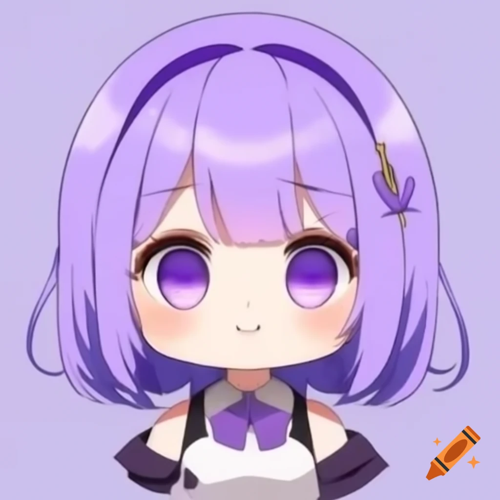 Anime chibi character with lavender hair and unique ventilation design