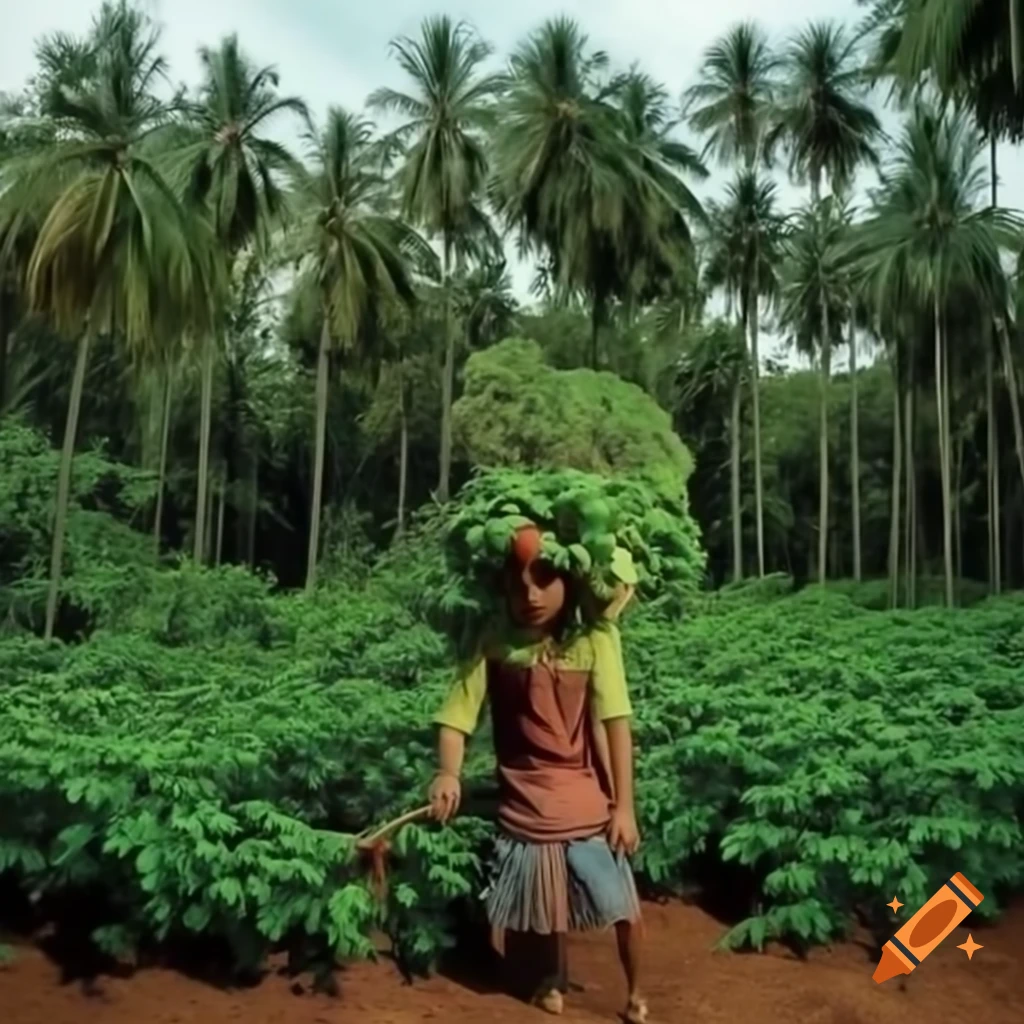 Agroforestry system with inga trees, crops, and Indonesian farmer