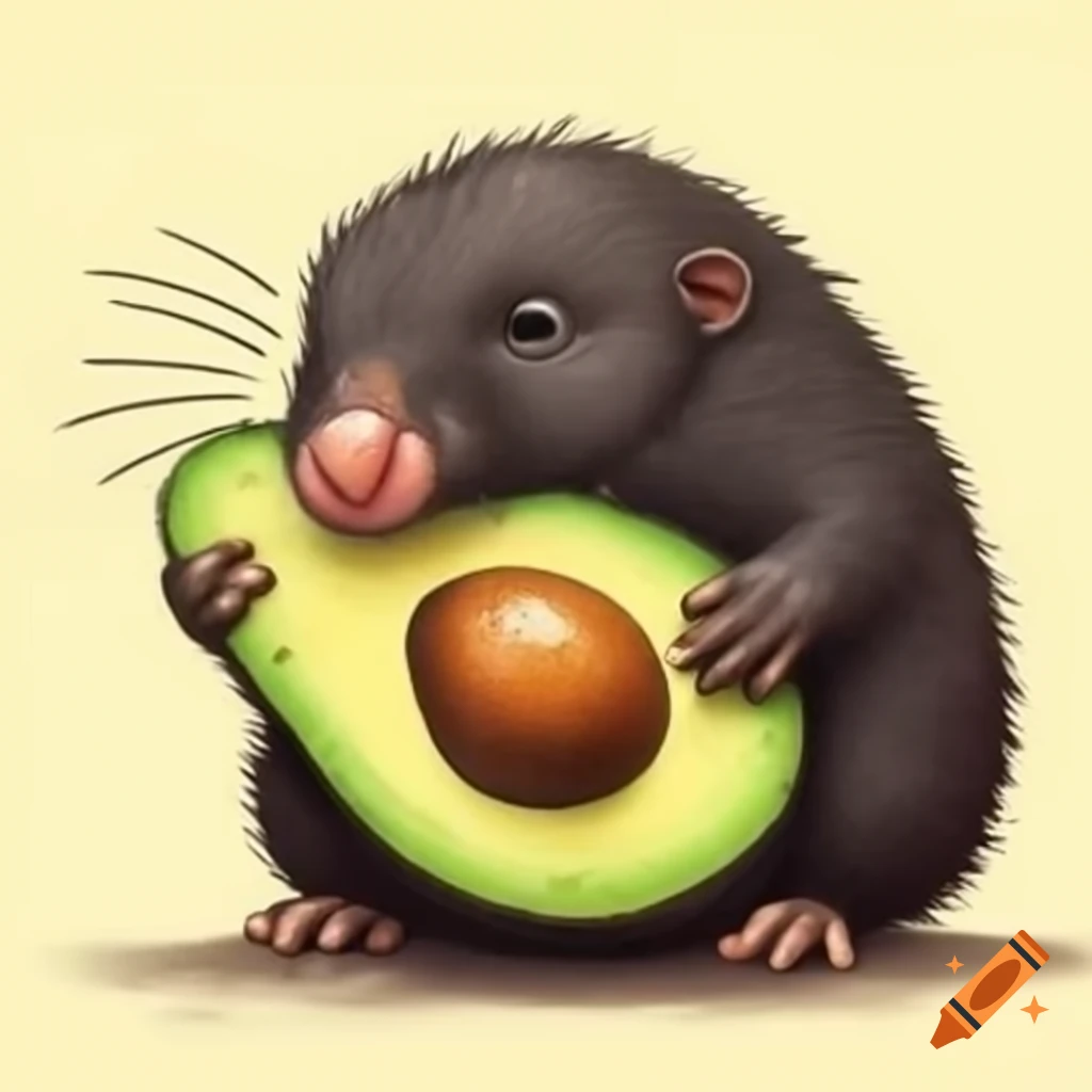 Mole holding an avocado