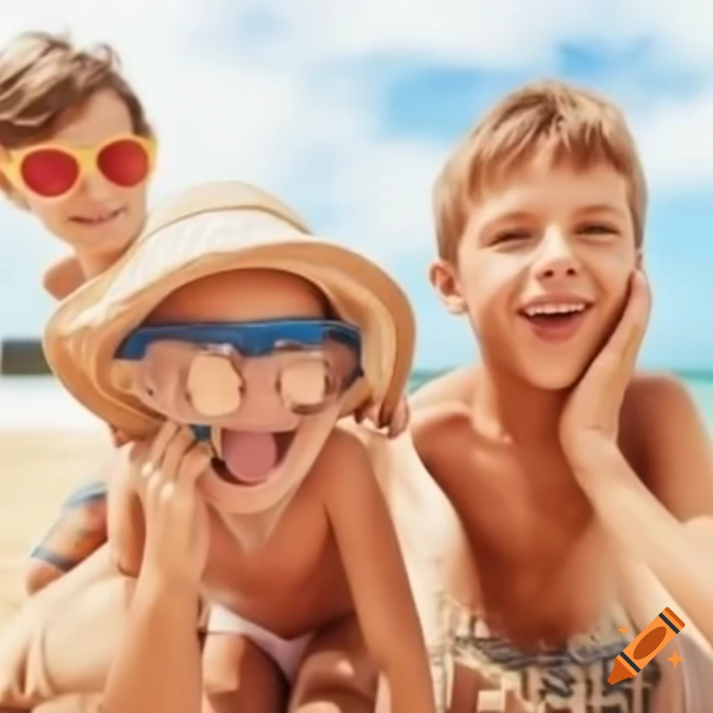 Summer scene with small siblings in real life