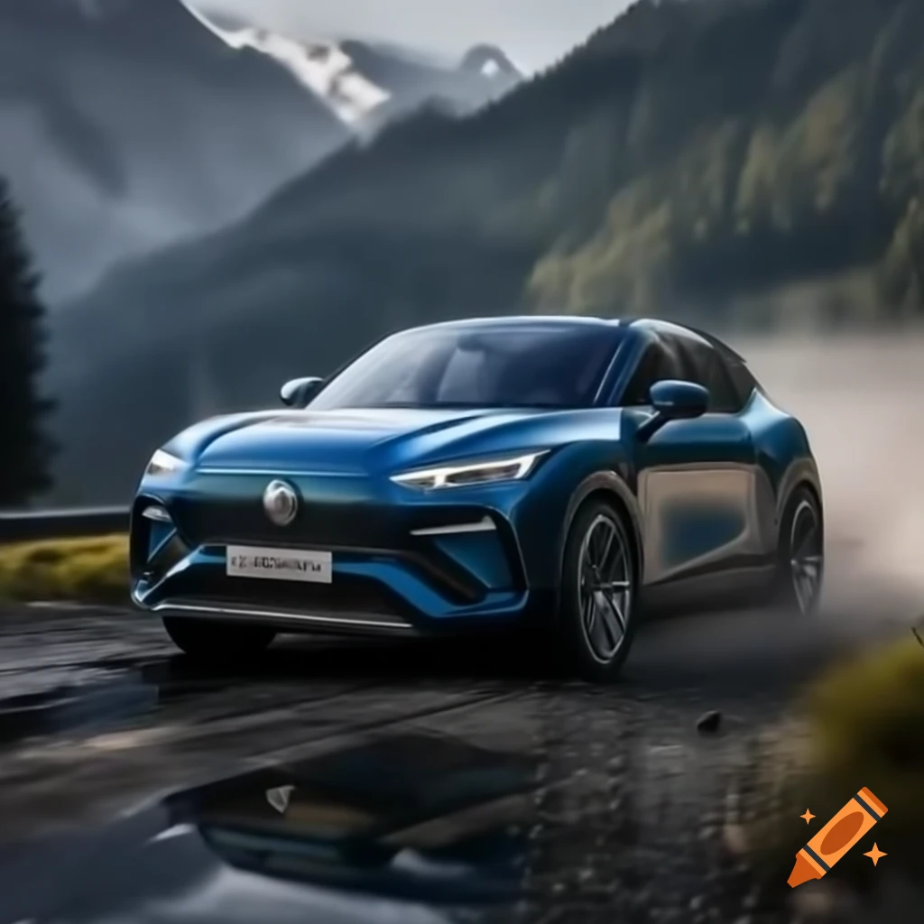 MG4 electric sports car racing in mountainous landscape
