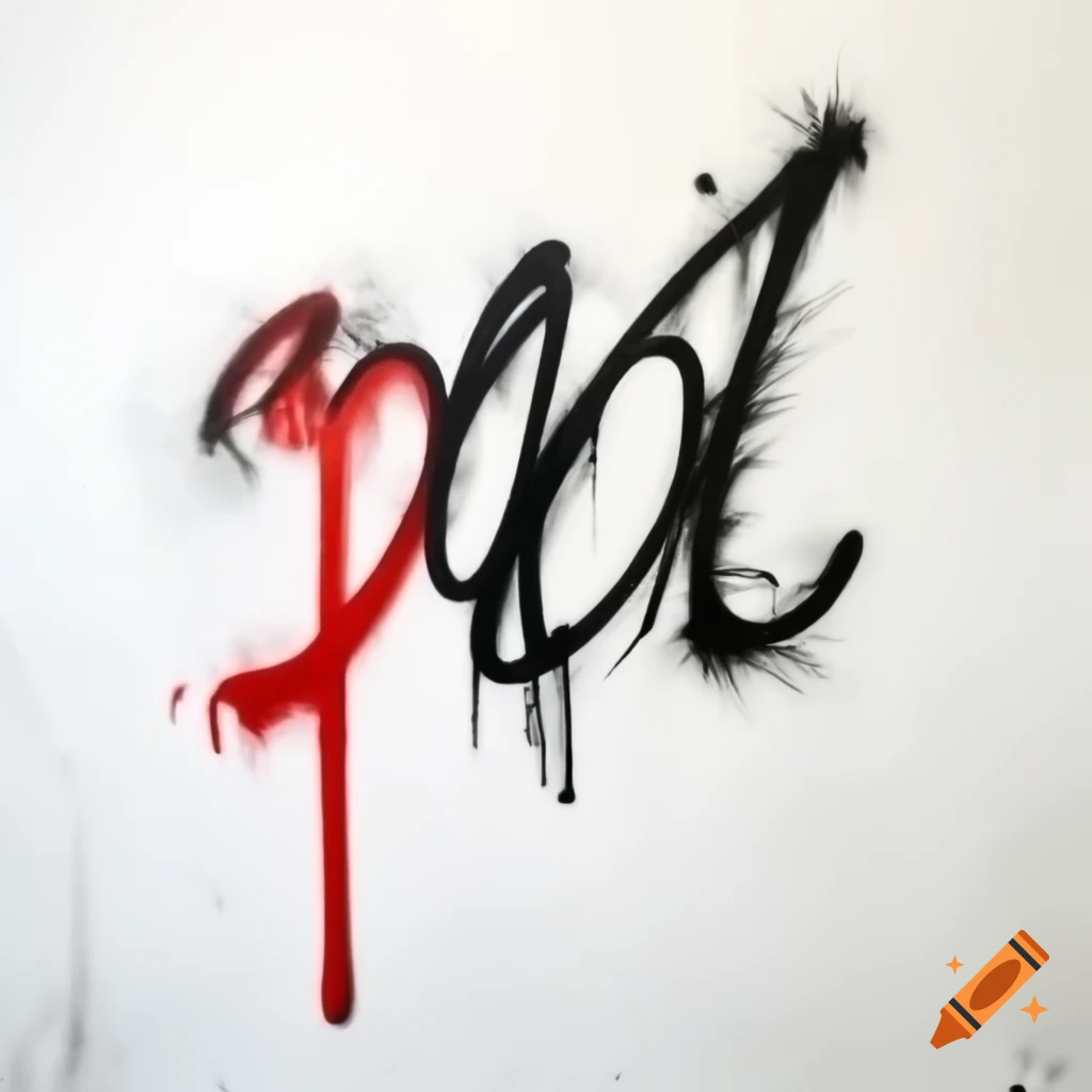 Graffiti art with spray painted words on white background