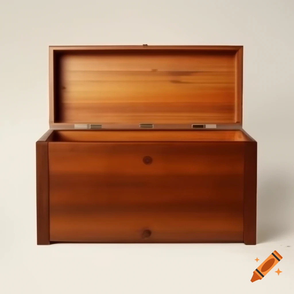 Open wooden chest viewed from the front