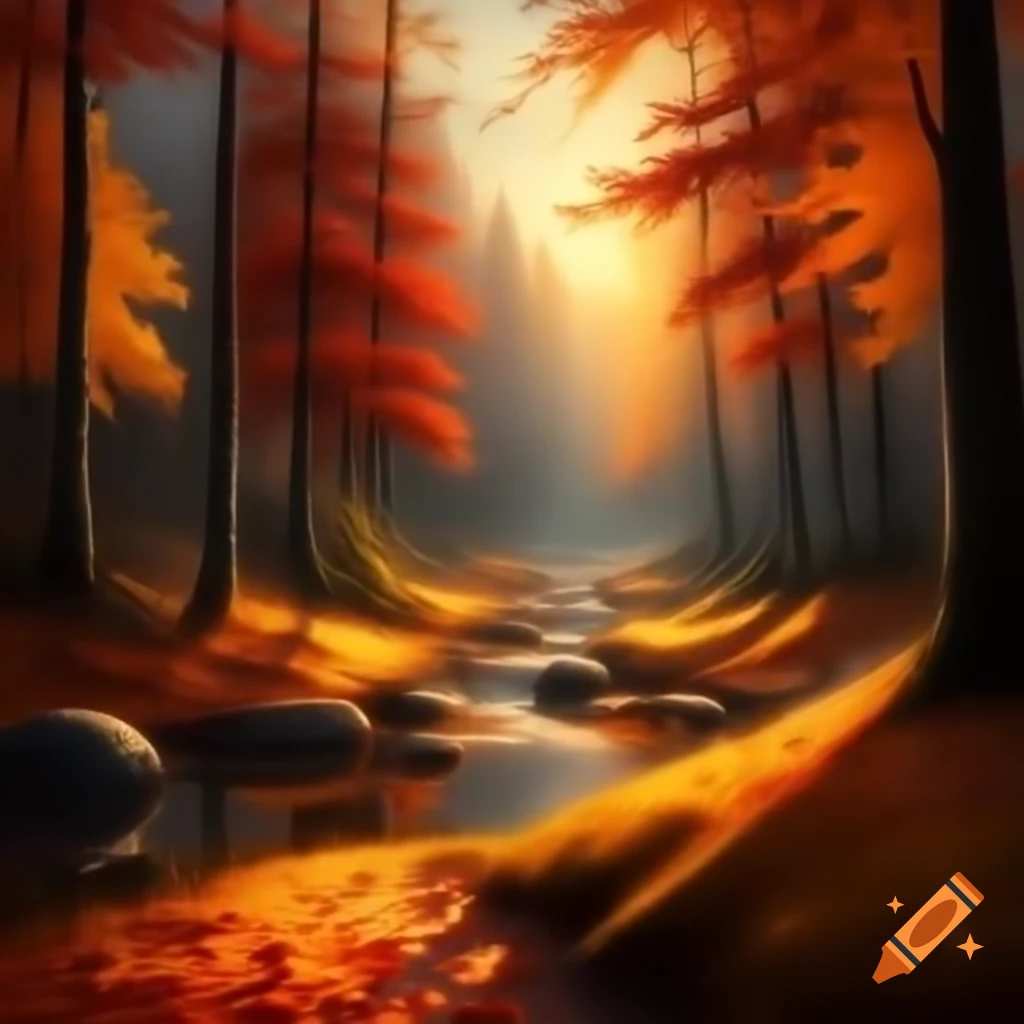 Cozy autumn landscape with colorful foliage