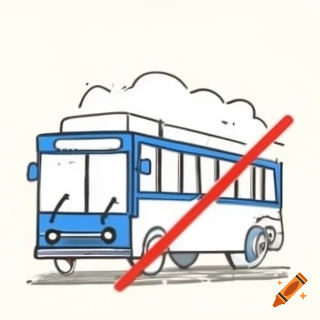 Bus featuring a large no symbol on its side