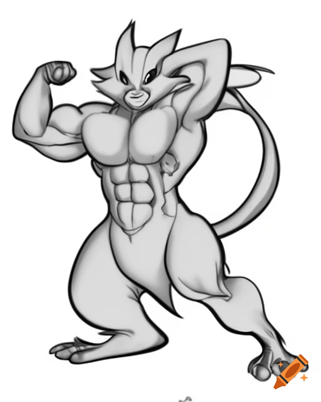 Muscular Raichu bodybuilder flexing in furry art style