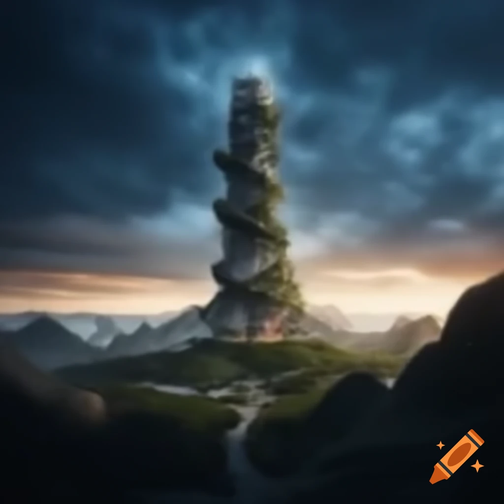 Conceptual art of a tower symbolizing energy cleansing
