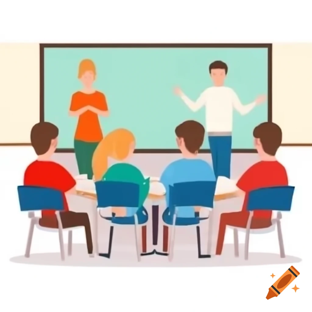 Parents attending school reunion viewed from behind