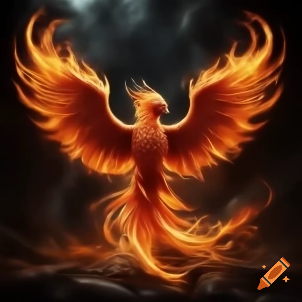 Fiery phoenix illustration
